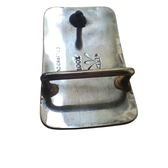 Johnson & Held Vintage Handcrafted Silver Belt Buckle Turquoise Inlay Bear Paw - Picture 5 of 9